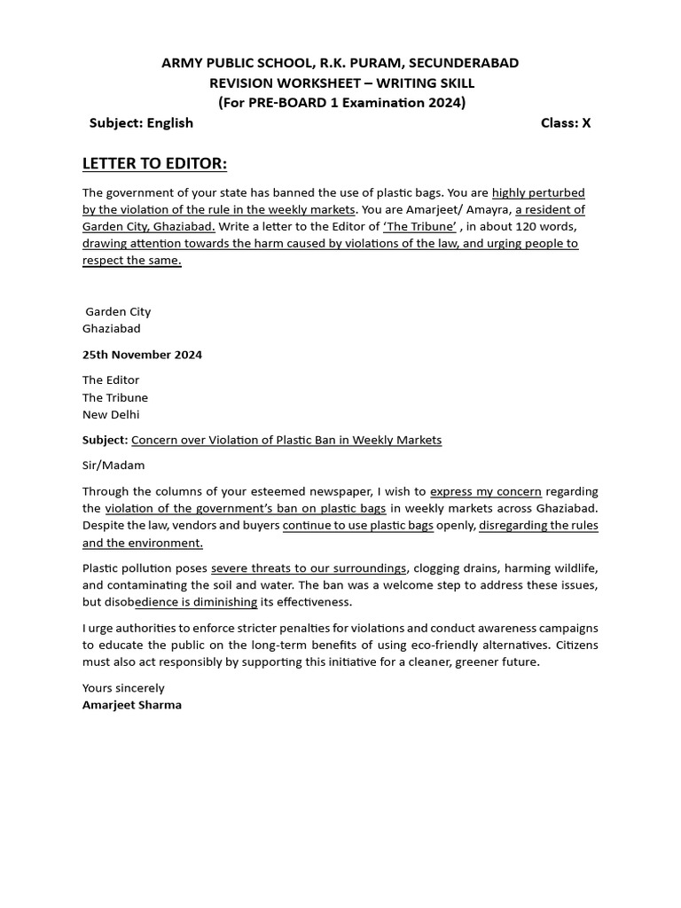 Letter to Editor Pre-board 1 | PDF