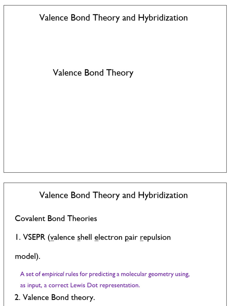 Valence Bond Theory & Hybridization Explained | PDF | Chemical Bond ...