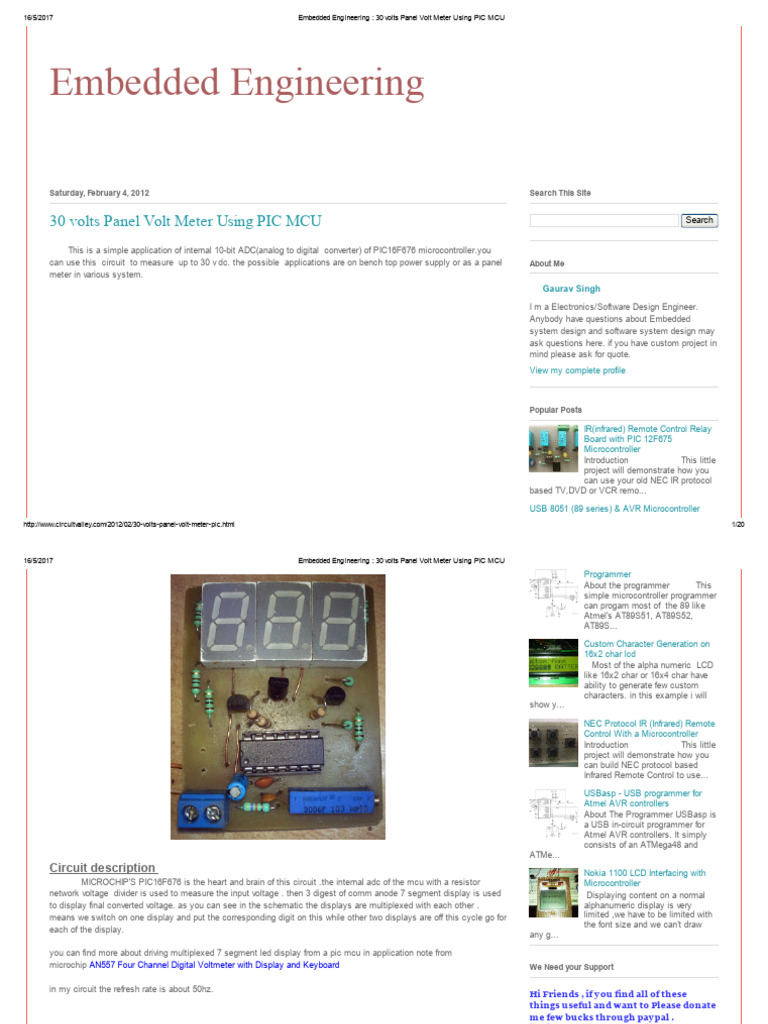 30V Panel Volt Meter with PIC MCU | PDF | Analog To Digital Converter ...