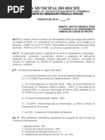 Projeto de Lei - Institui Medidas Para o Controle Do Adensamento Urbano Na Cidade Do Recife - 2011