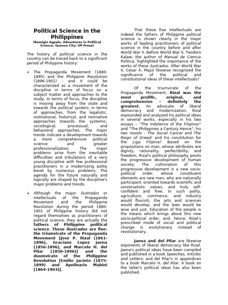 Evolution of Political Science in the Philippines | PDF | Political ...