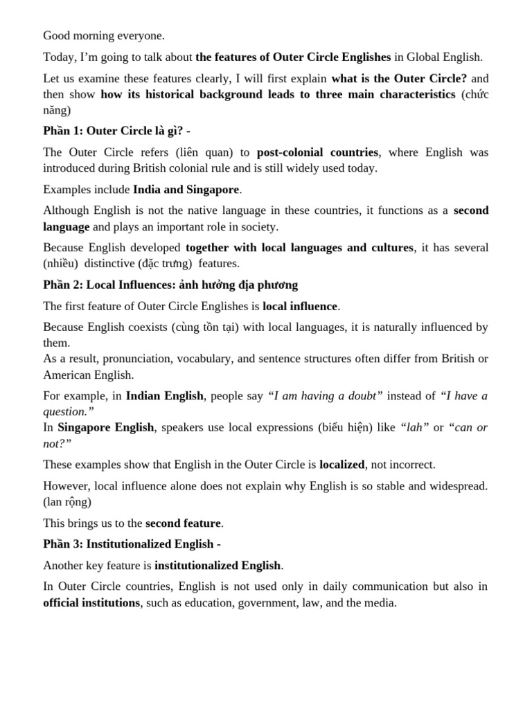 Features of Outer Circle Englishes | PDF | English Language | Human ...