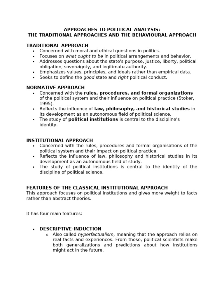 Political Analysis: Traditional vs. Behavioral | PDF | Science ...