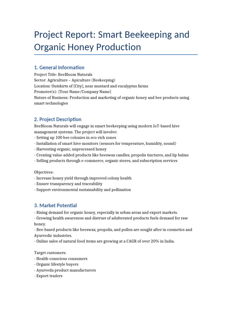 Smart Beekeeping & Organic Honey Project | PDF | Beekeeping | Beehive