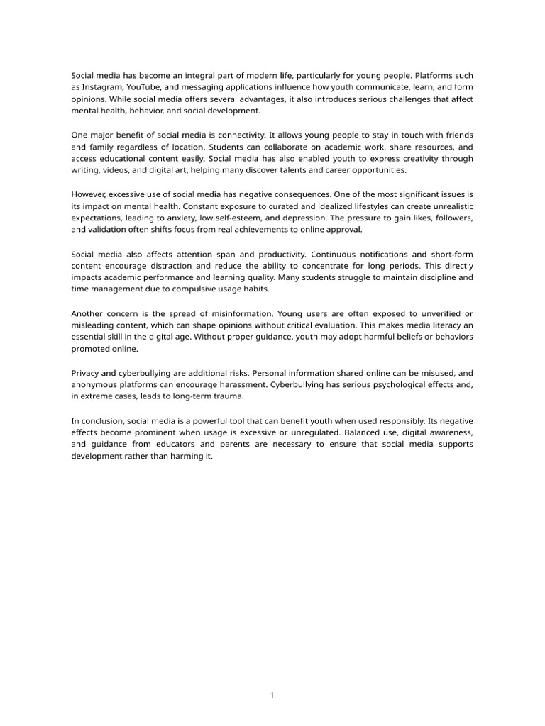 Impact of Social Media on Youth Mental Health | PDF