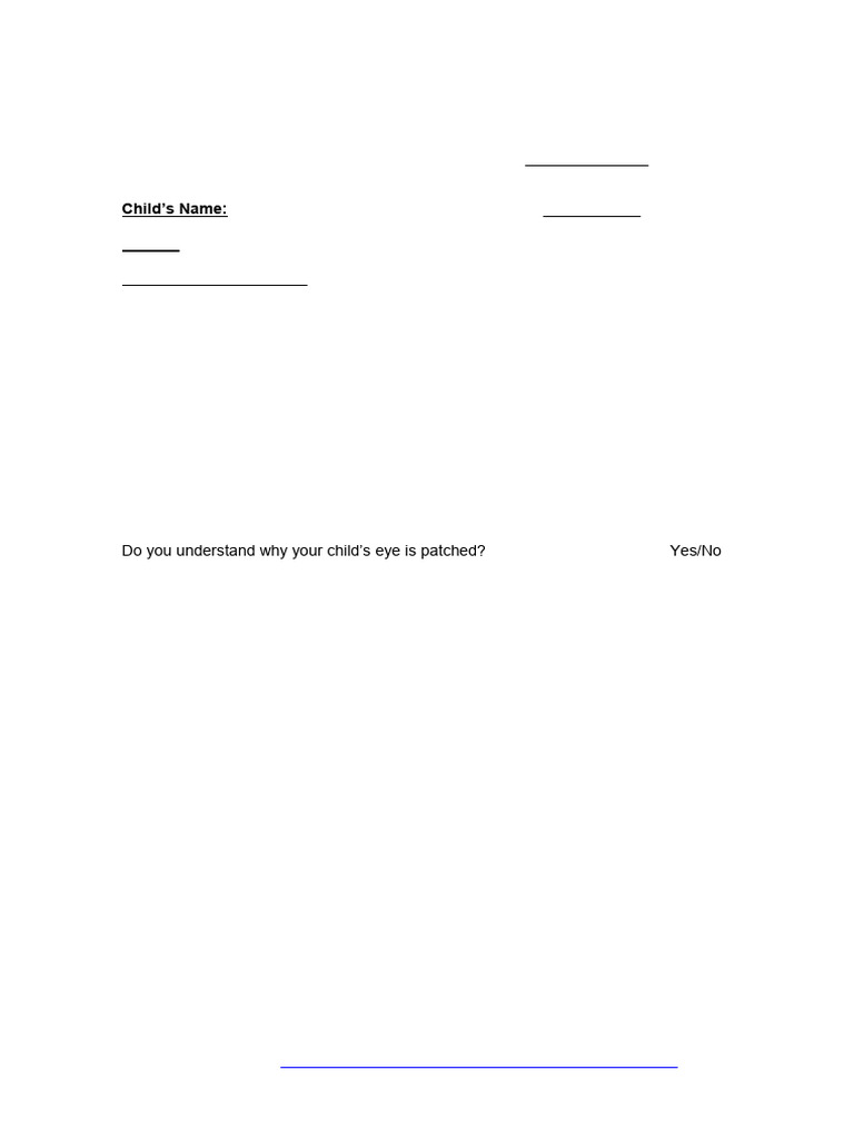 Visual Skills Questionnaire for Parents | PDF