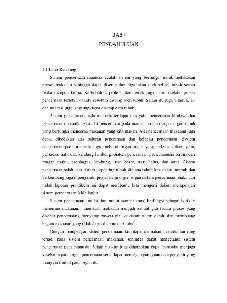 Laporan Praktikum Anatomi Sistem Pencernaan