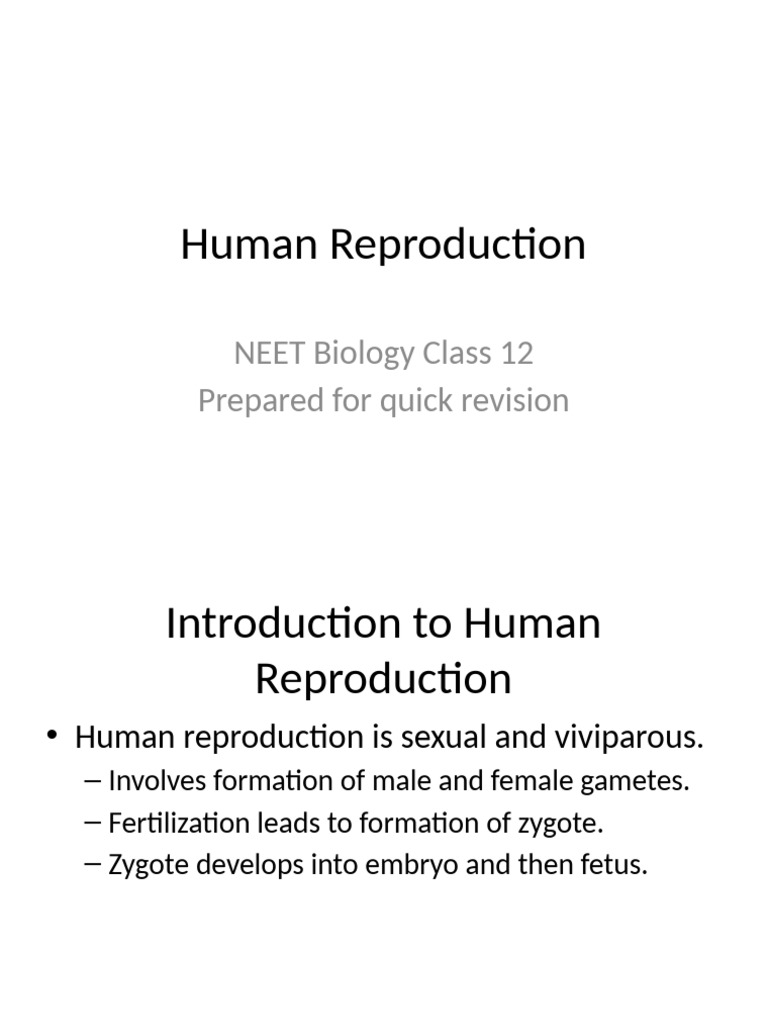 Overview of Human Reproduction | PDF