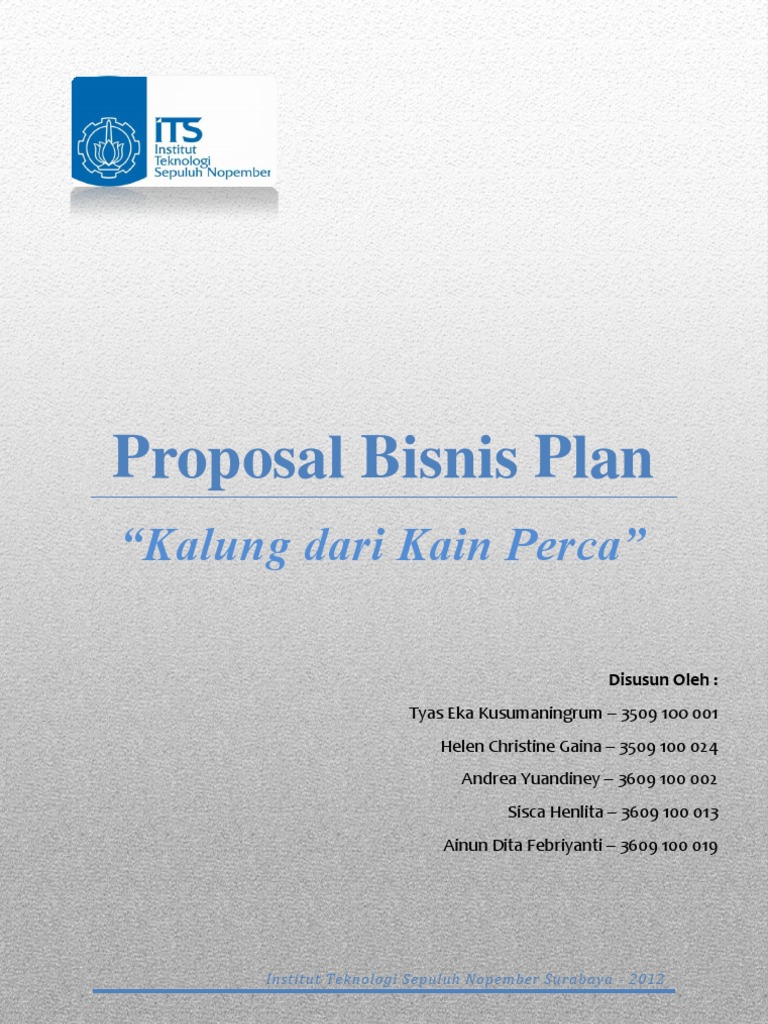 Contoh Proposal Bisnis Plan