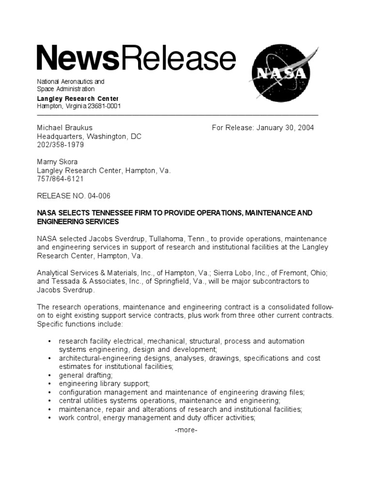 National Aeronautics and Space Administration (NASA) Langley Research Center  (LaRC) Freedom of Information Request Control Log:, image size:768x1024