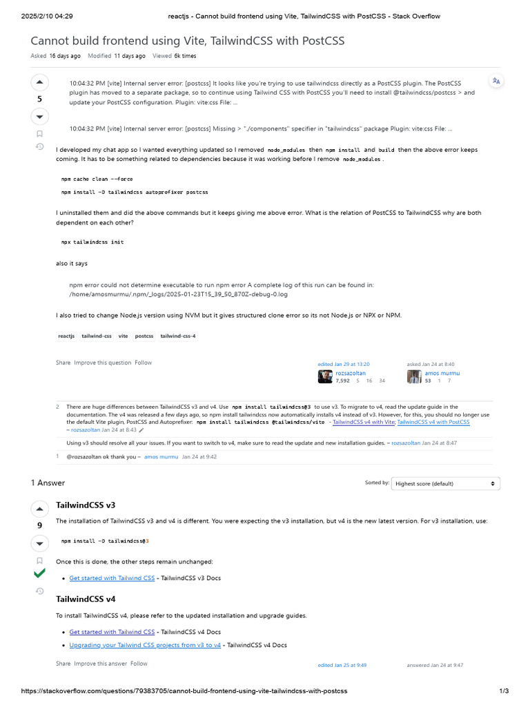 Vite TailwindCSS PostCSS Build Error | PDF | Software | Software ...