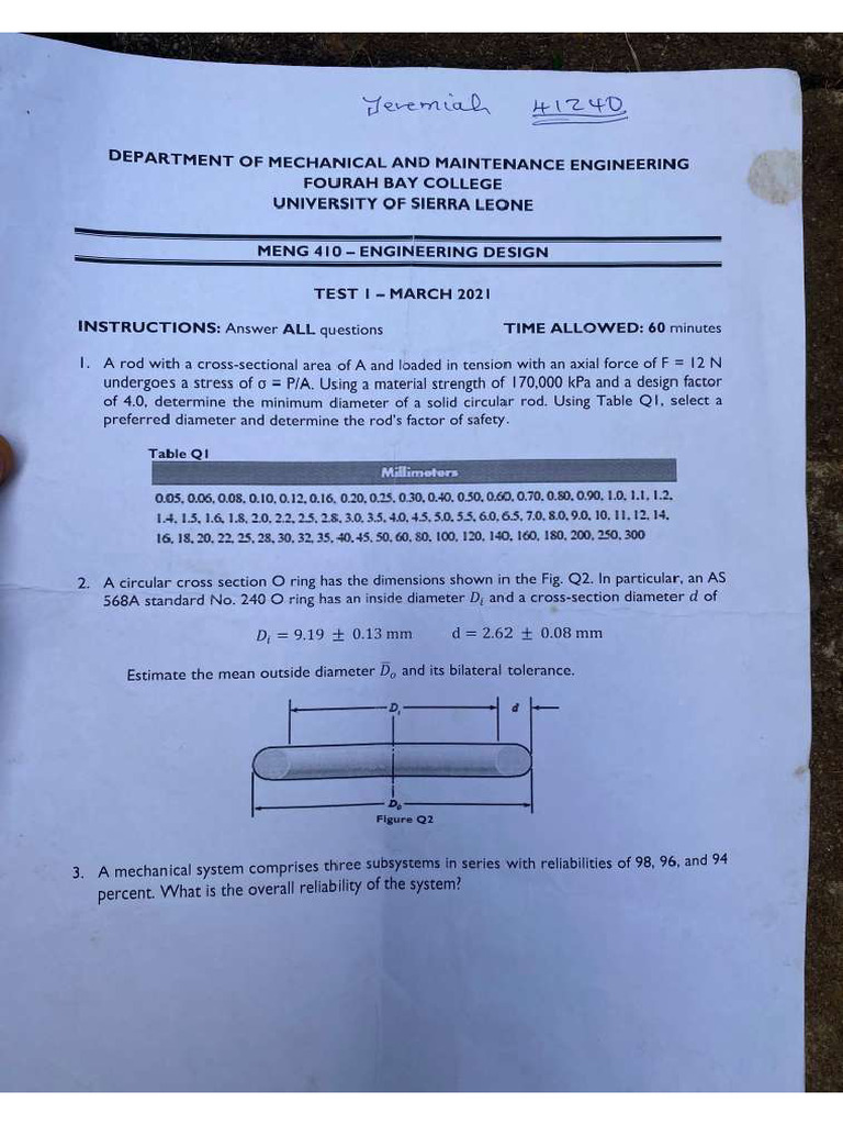 Engineering Design Past Papers | PDF