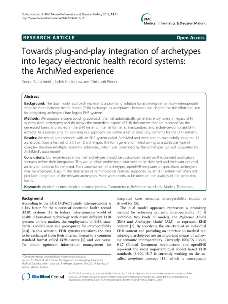 Integrating Archetypes in Legacy EHRs | PDF | Electronic Health Record ...