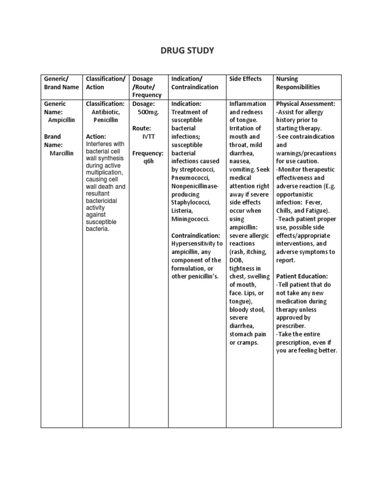 Nursing Responsibilities for Penicillins | PDF | Adverse Effect ...