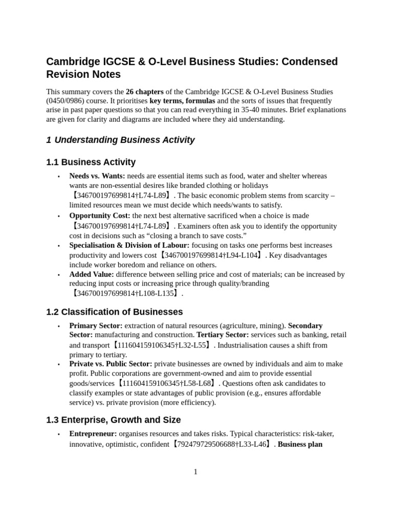 Cambridge IGCSE Business Studies Notes | PDF | Marketing | Franchising