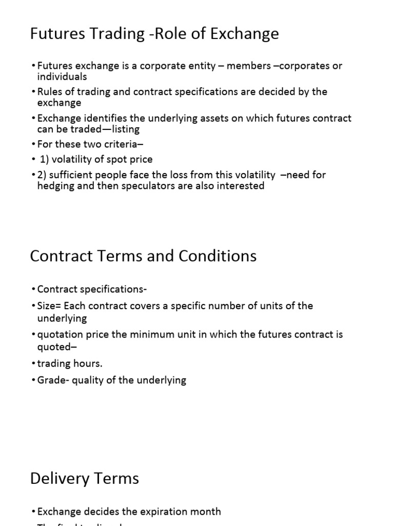 Futures Trading: Exchange Roles & Mechanisms | PDF | Margin (Finance ...