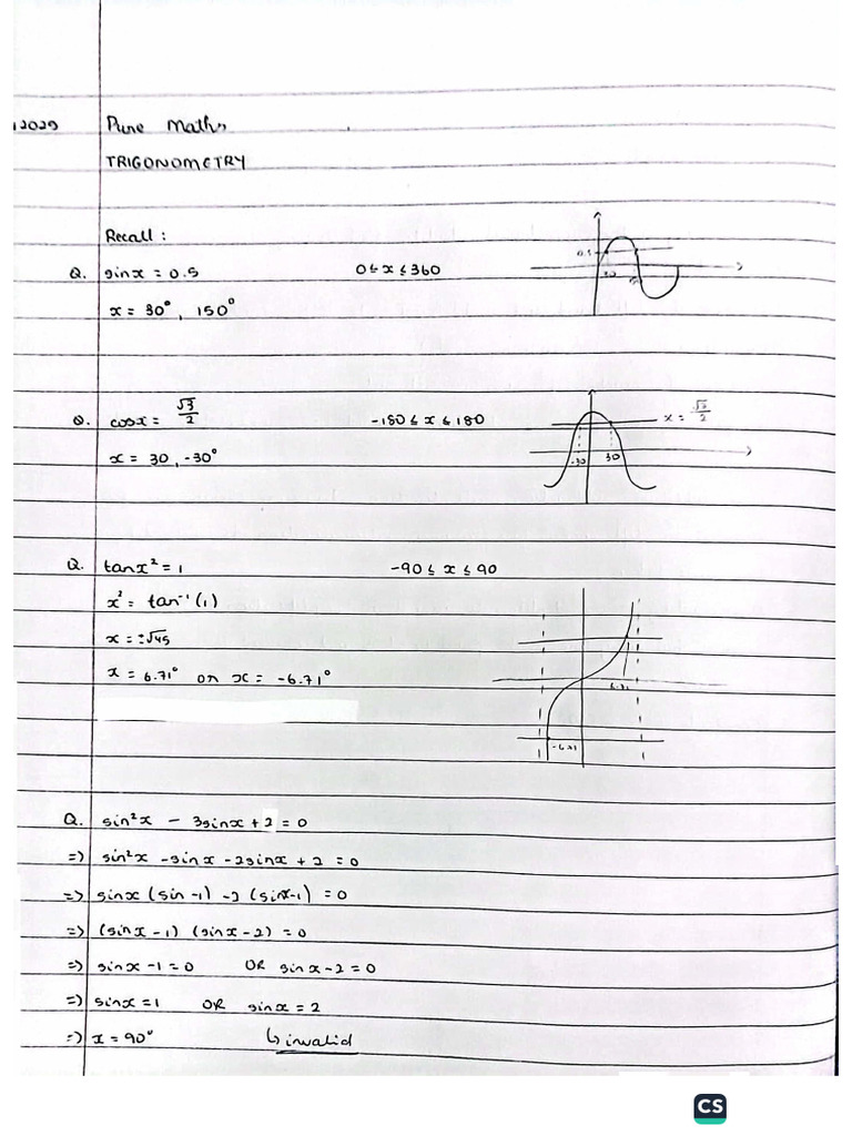 Pure Maths Notes (14.01.25) | PDF