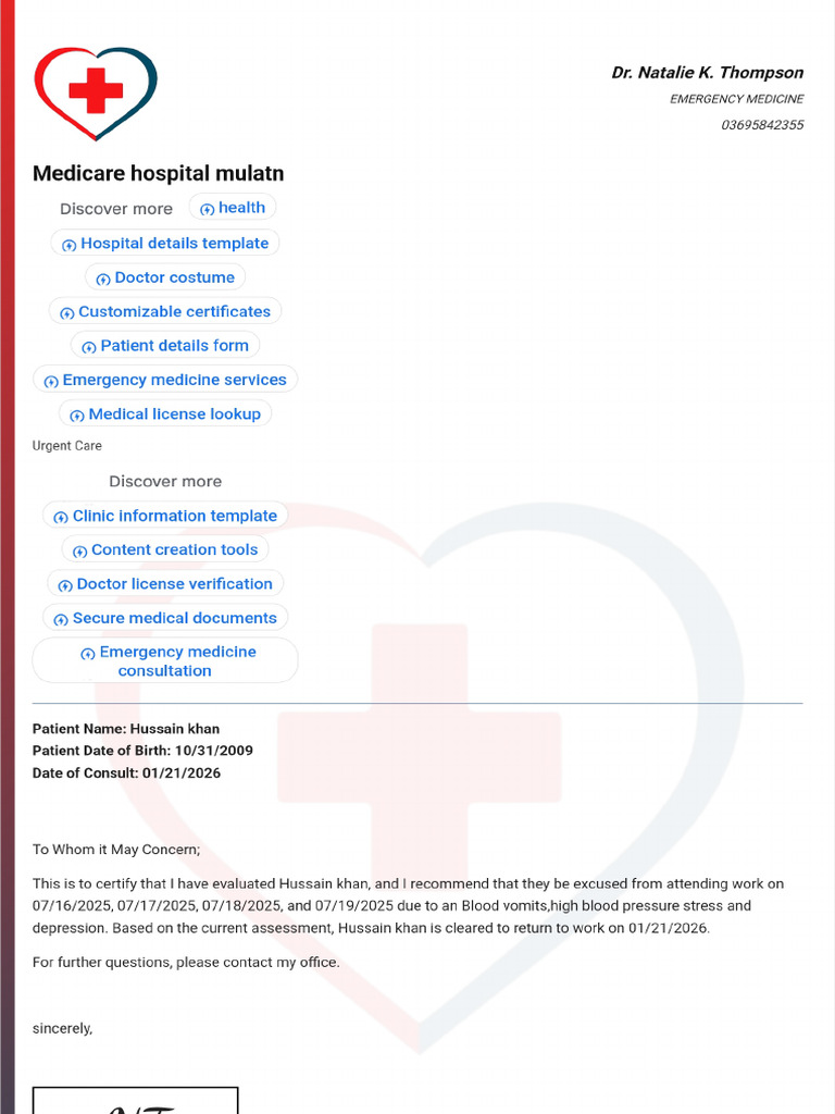 Doctor Note With Signature (1) | PDF