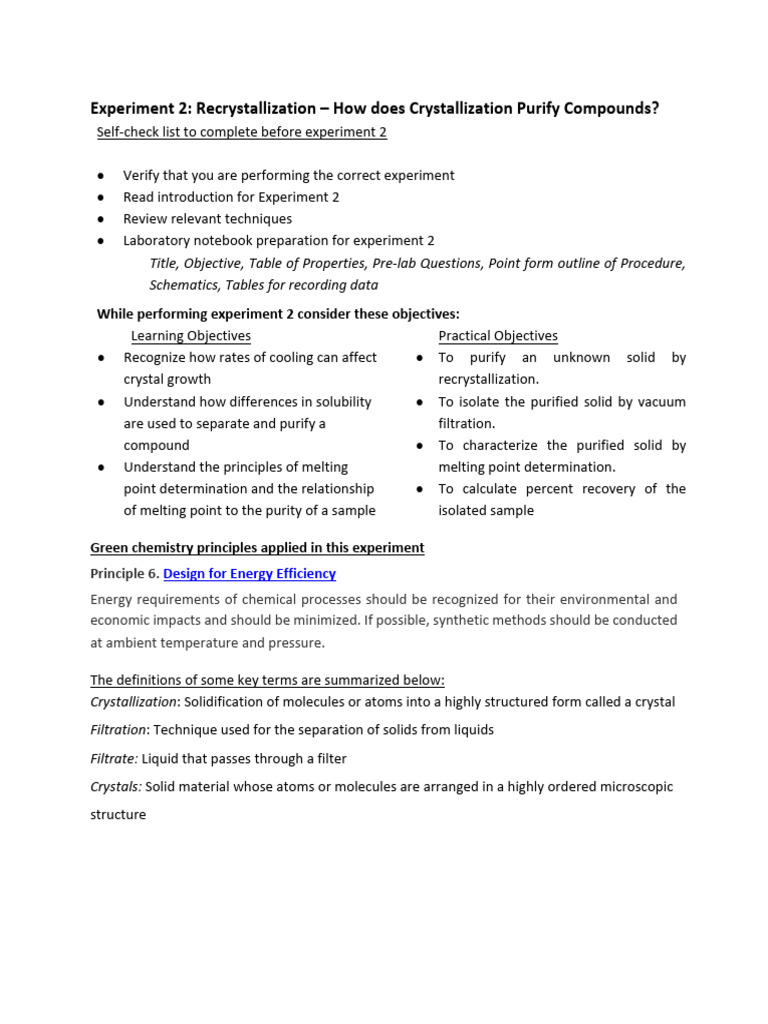 Recrystallization Experiment Guide | PDF | Crystallization | Melting Point