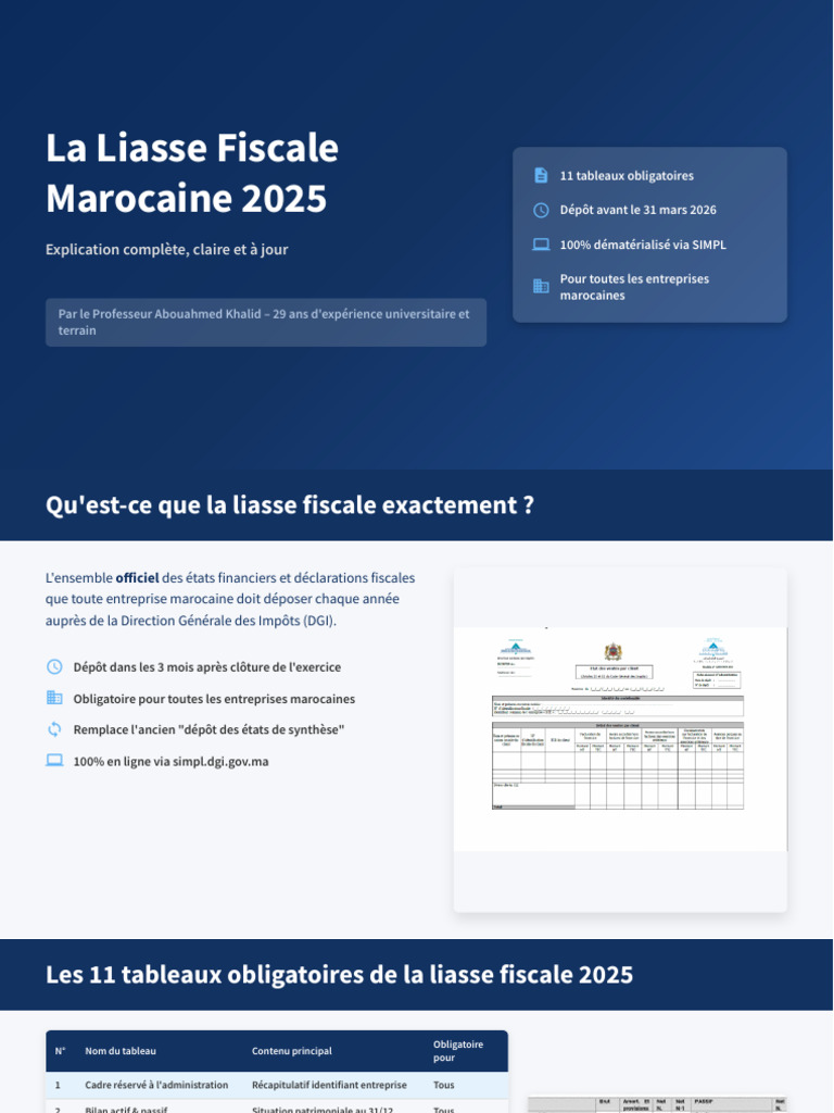 Liasse Fiscale Marocaine 2025 : Guide Complet | PDF | Bilan comptable ...