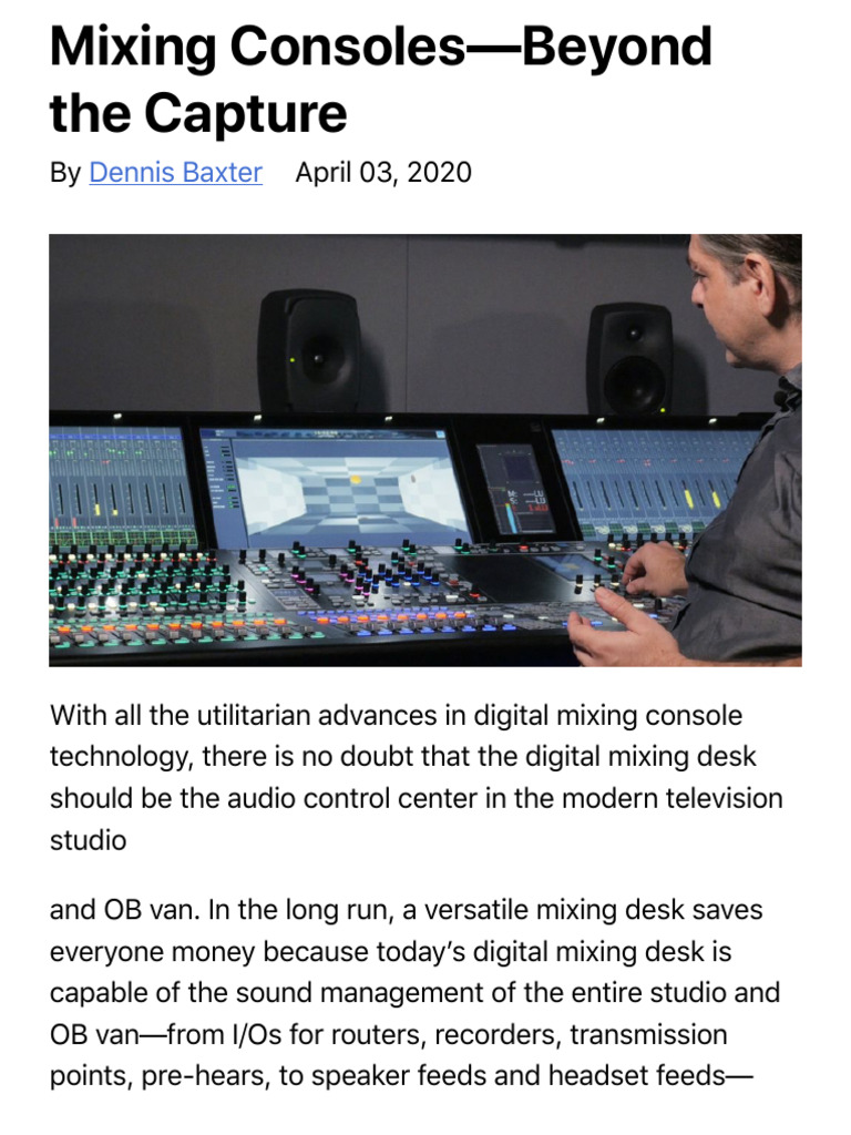 Digital Mixing Consoles in Broadcasting | PDF | Electronics | Sound ...