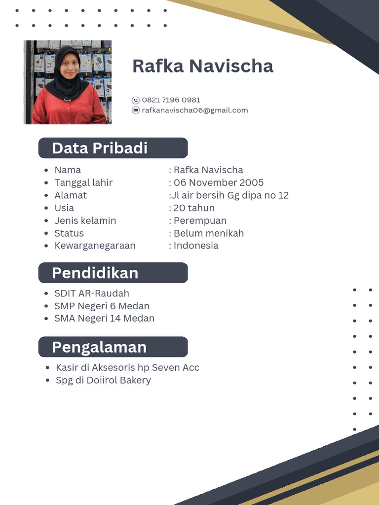 Profil Rafka Navischa: Pendidikan & Pengalaman | PDF