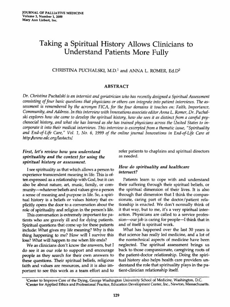 Spiritual Assessment in Patient Care | PDF | End Of Life Care | Suffering