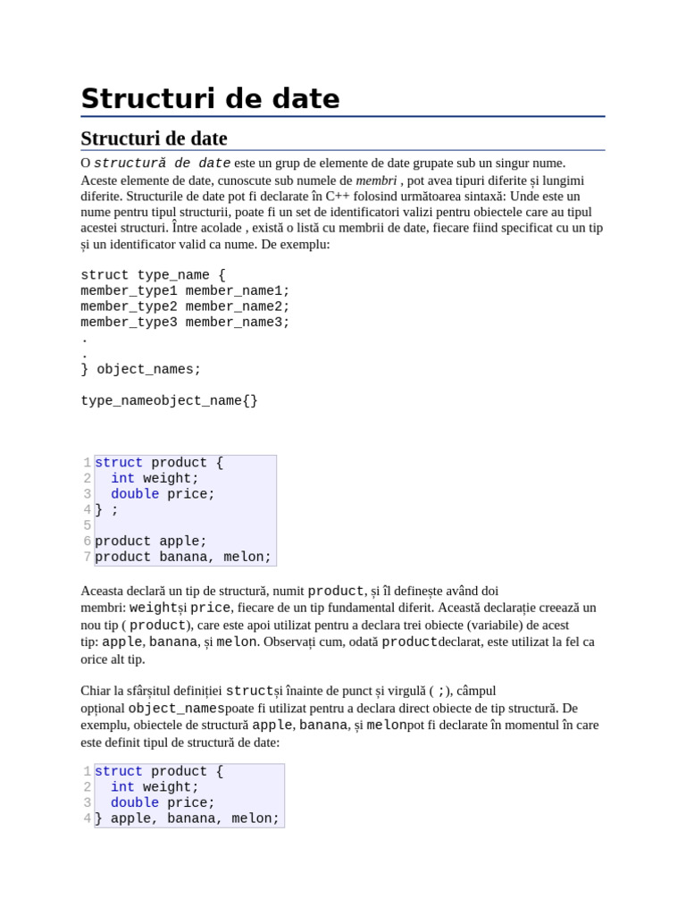 CPP - Structuri de Date | PDF