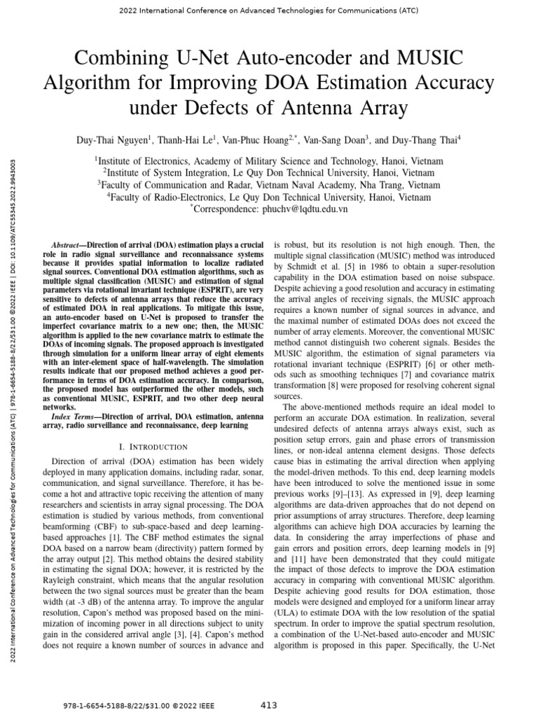 U-Net and MUSIC for Enhanced DOA Estimation | PDF | Algorithms ...
