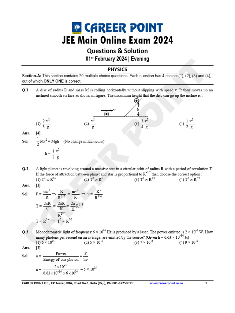 JEE Main 2024 Physics Questions & Solutions | PDF | Amine | Ammonia