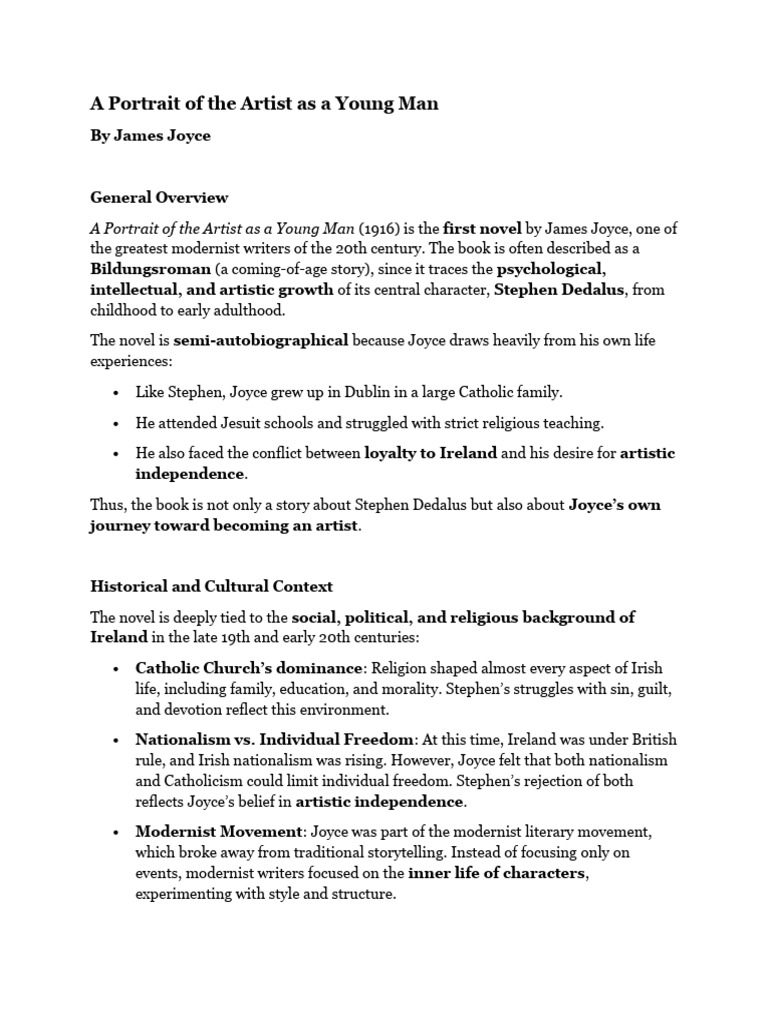 Joyce's Coming-of-Age Novel Analysis | PDF | A Portrait Of The Artist ...