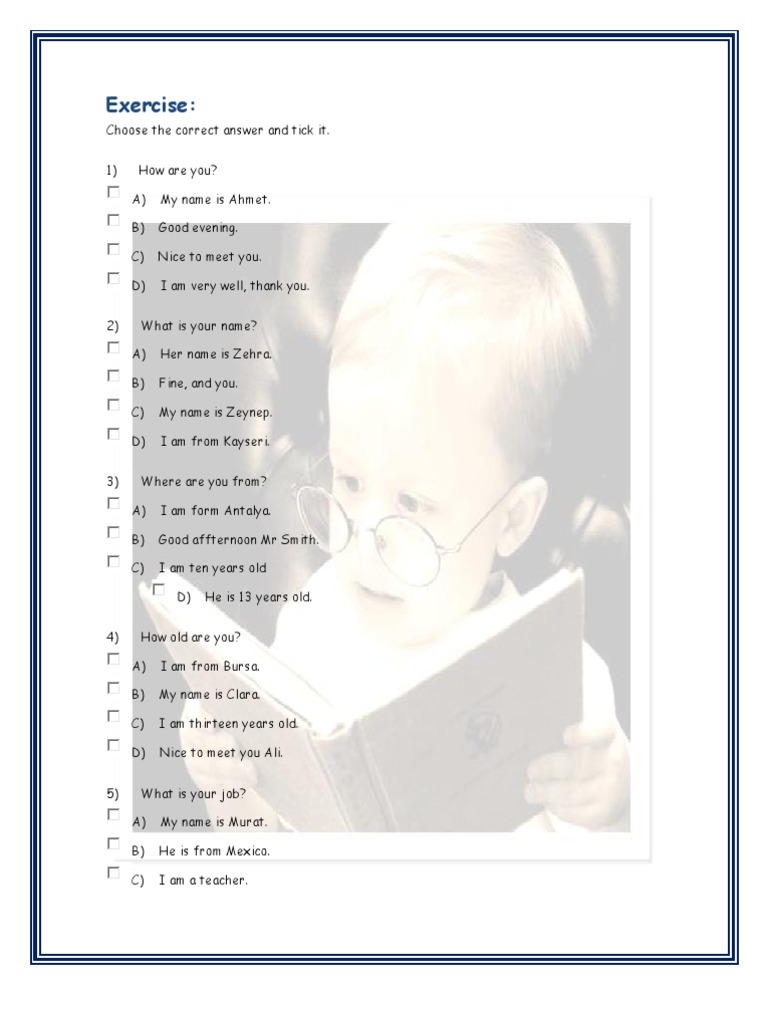 Greetings Exercise | PDF