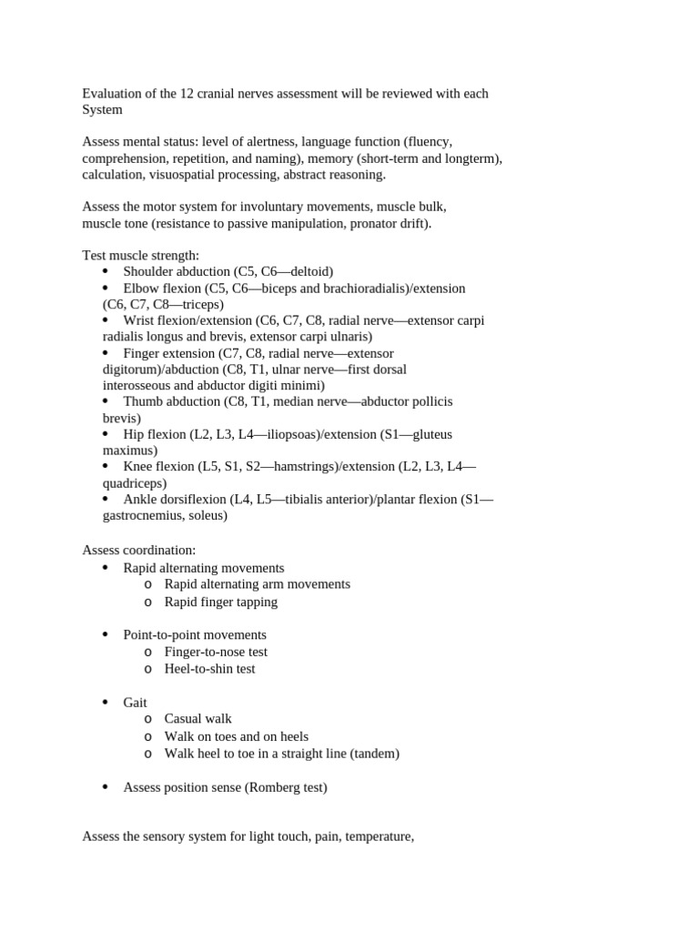 Comprehensive Cranial Nerve Assessment Guide | PDF | Anatomical Terms ...