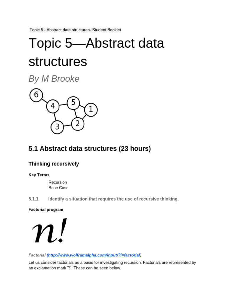 Abstract Data Structures Overview | PDF | Recursion | Algorithms And ...