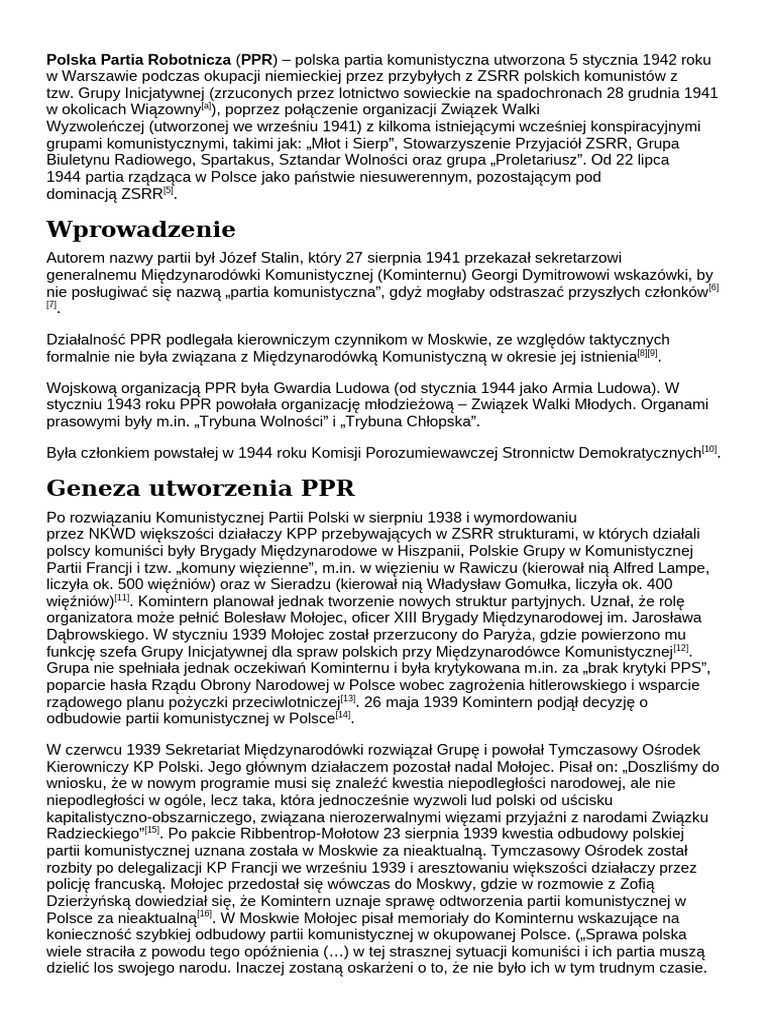 Polska Partia Robotnicza | PDF