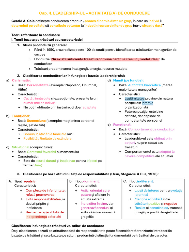 Cap.4 Leadership-Ul - Activitate (A) de Conducere | PDF