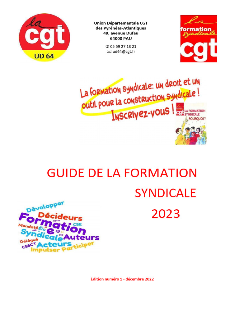 Guide de la formation syndicale CGT 2023 | PDF | Organisations ...