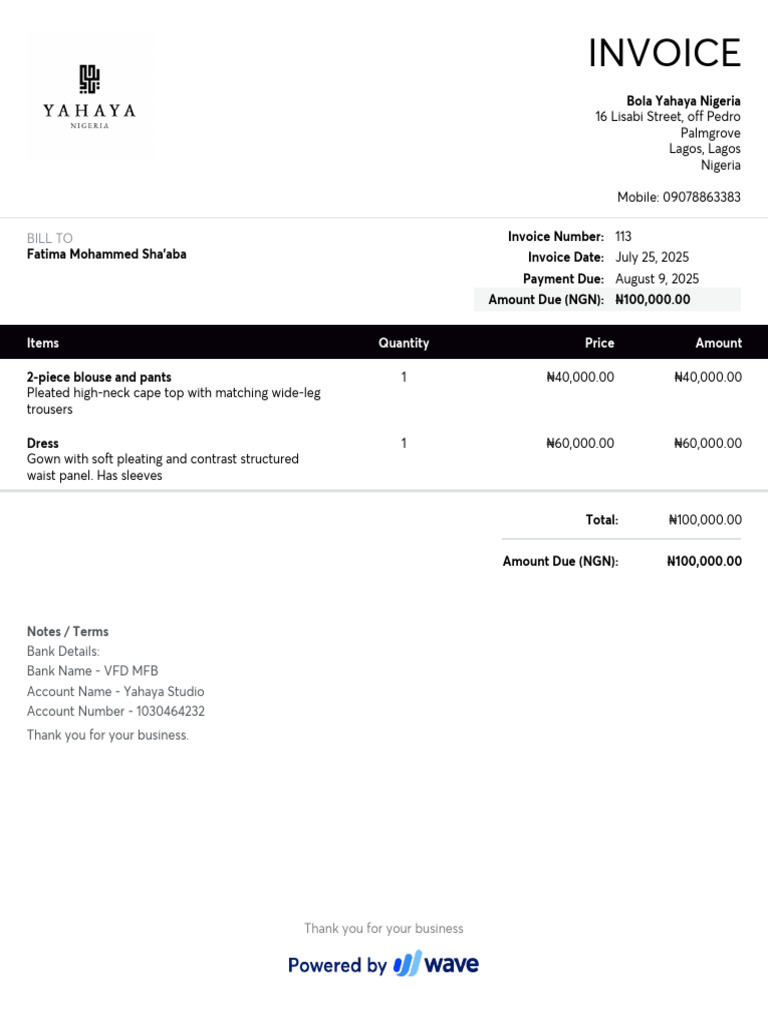 Invoice 113 2025-08-09 | PDF