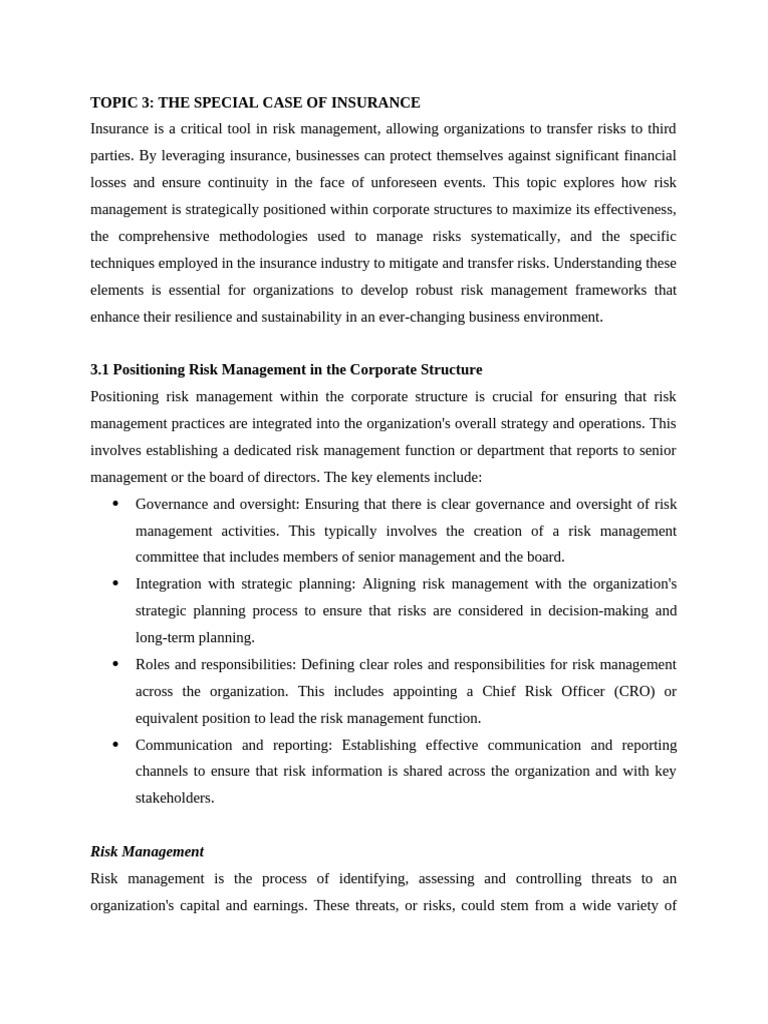 Insurance and Risk Management Strategies | PDF | Risk Management ...