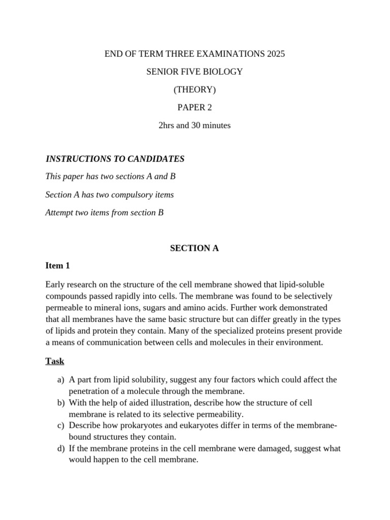S5 BIO | PDF | Cell Membrane | Cell (Biology)