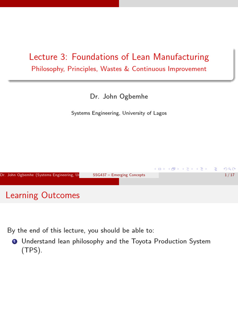 SSG437_Lecture 3 | PDF | Lean Manufacturing | Production And Manufacturing