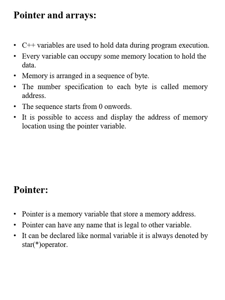 C++ Pointers and Arrays Explained | PDF | Pointer (Computer Programming ...