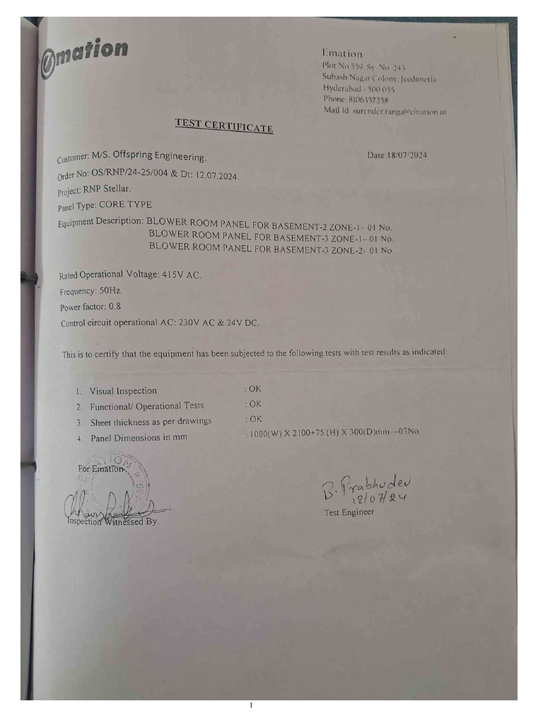 Panel Test Report | PDF