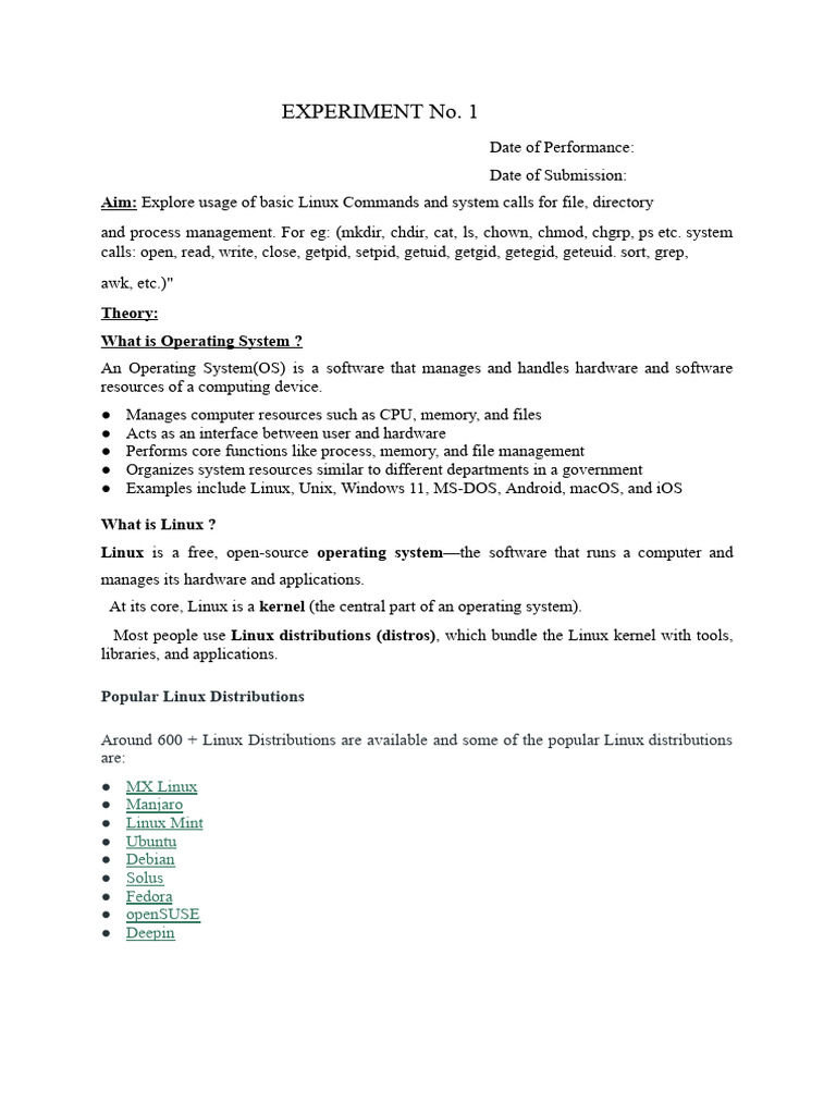 OS Expt No. 1.docx | PDF | Filename | Operating System