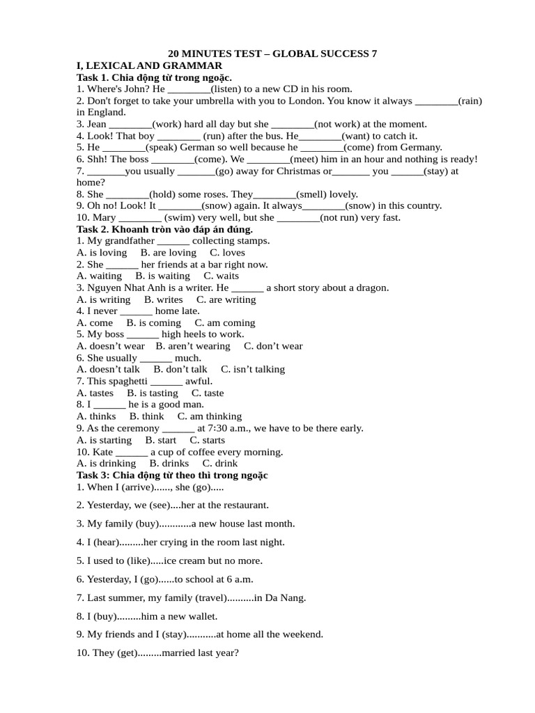 English Grammar Practice Test | PDF