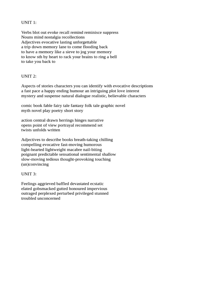 Voc Unit 123 | PDF