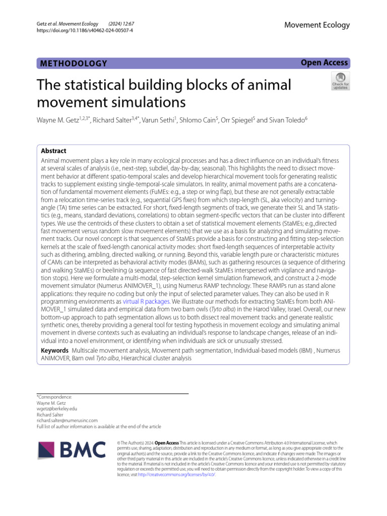 Statistical Elements in Animal Movement | PDF | Image Segmentation ...