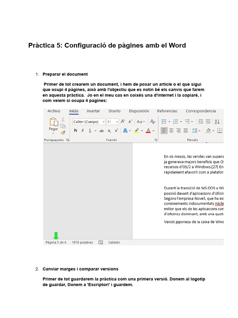 Copia de PT 5 - Configuració de Pàgines Amb El Word | PDF
