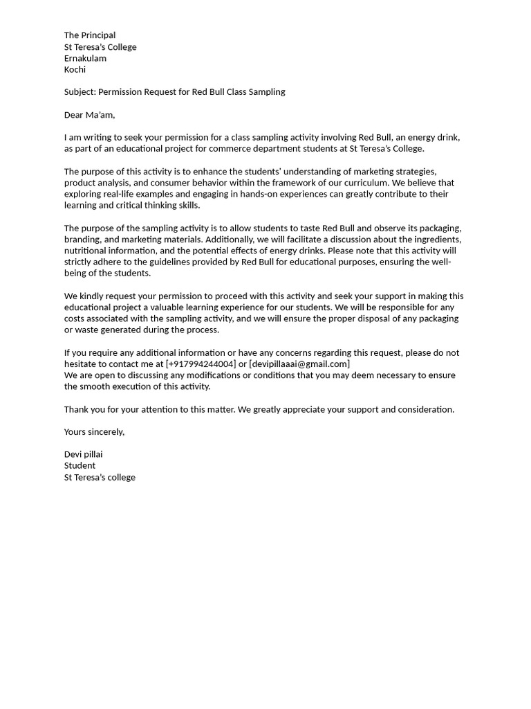 Red Bull Sampling Request for Students | PDF