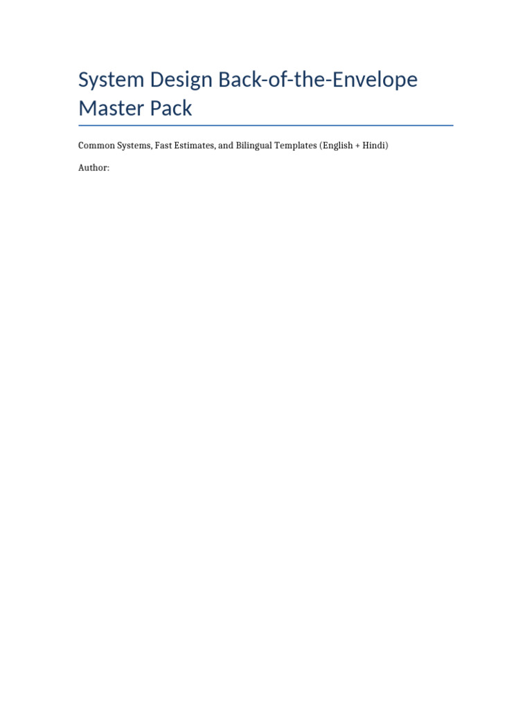 System Design Cheat Sheet & Templates | PDF | Cache (Computing ...